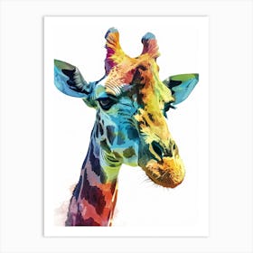 Colourful Watercolour Of A Giraffe Art Print