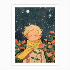 Little Boy In A Field Of Flowers Art Print