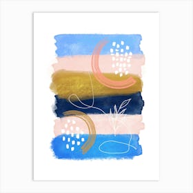 Abstract Stripes Blush Blue Art Print