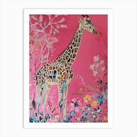 Floral Animal Painting Giraffe 1 Art Print
