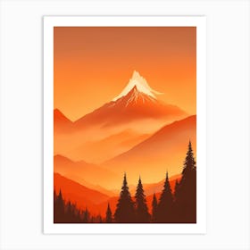 Misty Mountains Vertical Composition In Orange Tone 80 Art Print