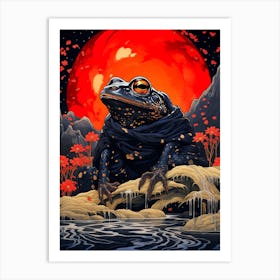 Frog Red Moon Art Print