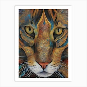 Abstract Art Of Tattoos Face Cat Art Print