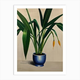 Plant In A Blue Pot Art Print