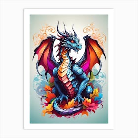 Dragon With Colorful Wings Art Print