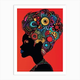 Portrait Of A Woman With Colorful Hair Art Print