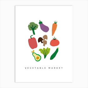 Vegetable Market, Kitchen, Illustrations Art Print