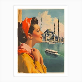 Retro Istanbul Travel Poster Art Print