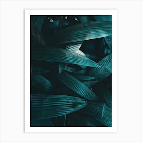 Dark Blue Leaves Art Print