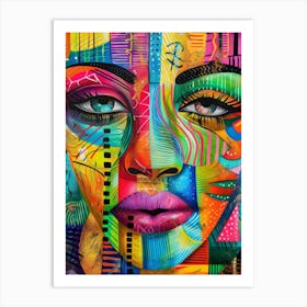 Colorful Woman'S Face Art Print