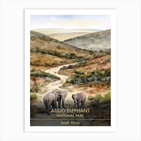 Addo Elephant National Park South Africa Watercolour 4 Art Print