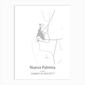 Nueva Palmira,Uruguay Minimalist Map Art Print