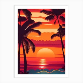 Hawaii Retro Sunset 2 Art Print