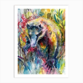Anteater Colourful Watercolour 1 Art Print