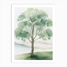 Acacia Tree Atmospheric Watercolour Painting 1 Art Print