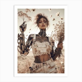 Robot Girl In The Desert Art Print