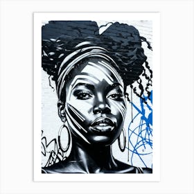 Graffiti Mural Of Beautiful Black Woman 109 Art Print