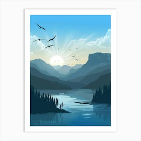 Sunrise Over The Lake Art Print