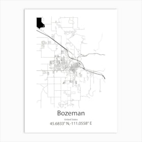 Bozeman,United States Minimalist Map 1 Art Print