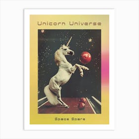 Unicorn In Space Bowling Retro Poster Art Print