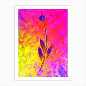 Victory Onion Botanical in Acid Neon Pink Green and Blue n.0287 Art Print