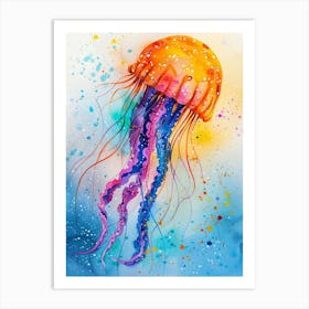 Jellyfish Colourful Watercolour 1 Art Print