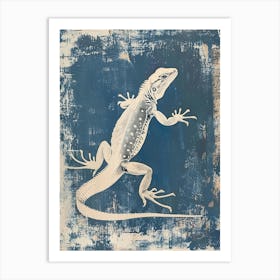 Cyanotype Lizard Inspired Art Print