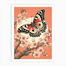 Cherry Blossom Butterfly Japanese Style Painting 4 Art Print