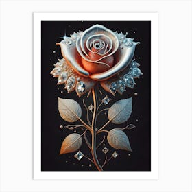 Rose With Diamonds Art Print