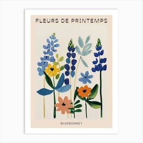 Spring Floral French Poster  Bluebonnet 2 Art Print