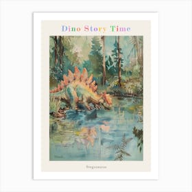 Stegosaurus Storybook Painting 3 Poster Art Print