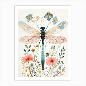 Colourful Insect Illustration Damselfly 13 Art Print