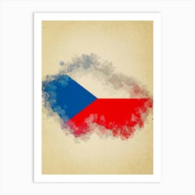 Czech Republic Flag Vintage Art Print