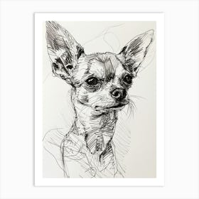 Chihuahua Dog Line Sketch 1 Art Print