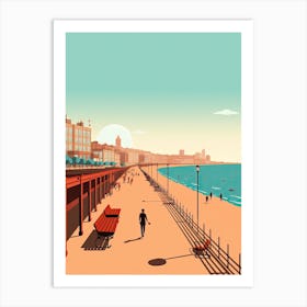 Brighton Beach, England, Graphic Illustration 1 Art Print