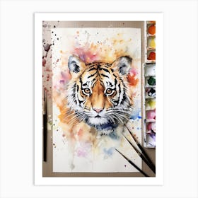 Tiger Illustration Crafting Watercolour 4 Art Print