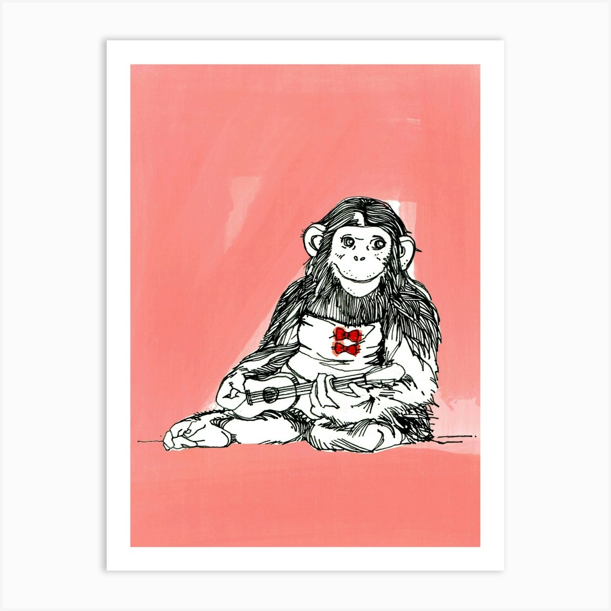 Monkey With A Heart Art Print by RadioLaga