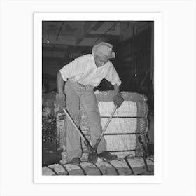Snipping Metal Bands Off Bale Of Cotton Before Putting Into Compress, Houston, Texas By Russell Lee Art Print