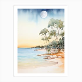 Watercolour Of Shell Beach   Shark Bay Western Australia 1 Art Print