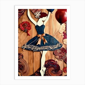 Ballerina Wood Collage Art Print