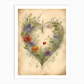 Heart Of Flowers Art Print