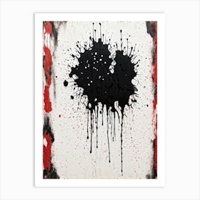 Black Charcoal Hand Sketching Over A Canvas With Splatters And Drips Of Paint Heavy Grunge Texture (1) 2 Art Print