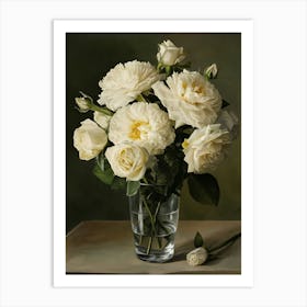 White Roses In A Vase 1 Art Print