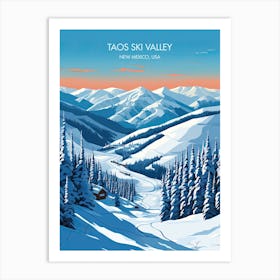 Poster Of Taos Ski Valley   New Mexico, Usa, Ski Resort Illustration 2 Art Print