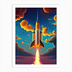 Rocket At Sunset Art Print