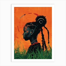 African Girl In Grass Art Print