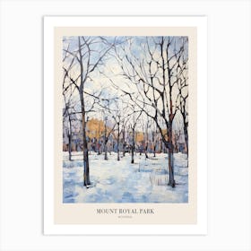 Winter City Park Poster Mount Royal Park Montreal Canada 3 Art Print