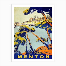 Menton, France, Vintage Travel Poster Art Print