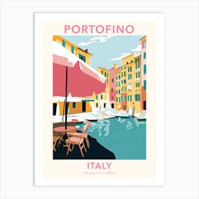 Portofino, Italy, Flat Pastels Tones Illustration 3 Poster Art Print