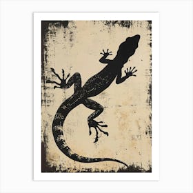 Black Moorish Gecko Block Print Art Print